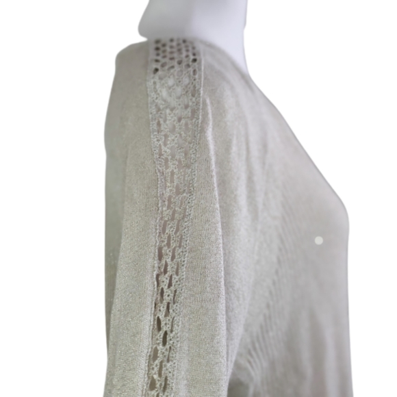 LUCKY BRAND womens Gold Shimmer Knit Layered Sweater size M - Picture 6 of 10